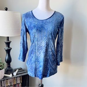 Blue 3/4 sleeve sequin top